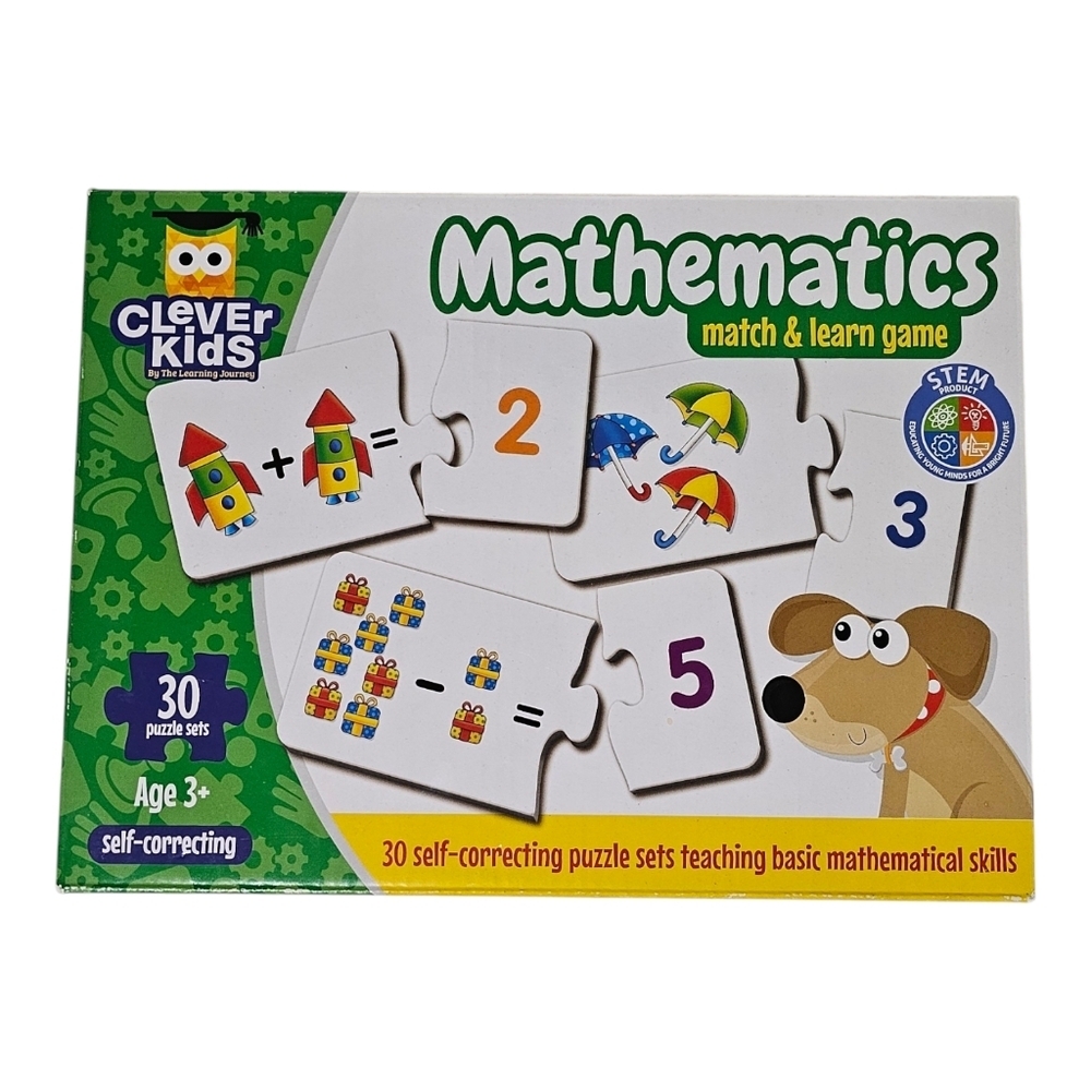 Clever Kids Math Spelling Puzzles Set of 2 Match and Learn Game - Picture 2 of 5